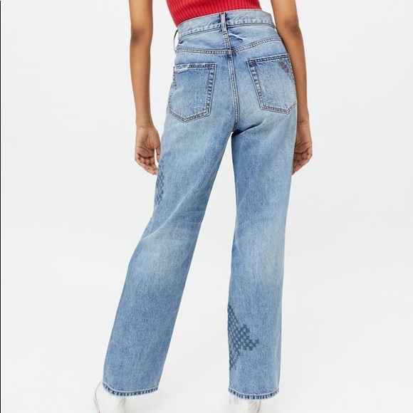 BDG Loose Straight Jean - Embroidered Crossword NWT - Picture 3 of 9